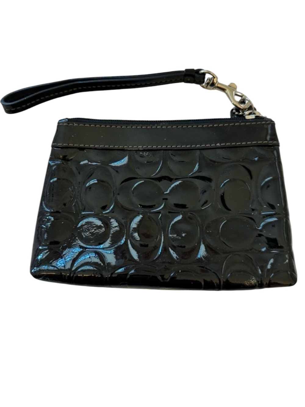 Coach Black Patent Leather Signature Wristlet